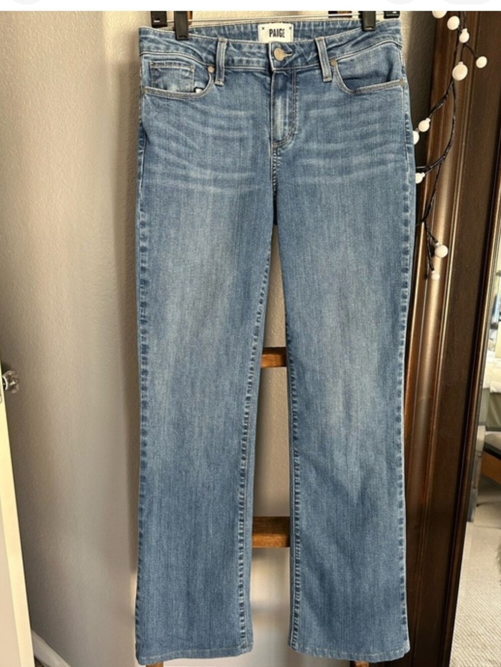 PAIGE Women's Light Blue Straight-Leg Boot Cut Jeans